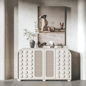 地中海波点玄关柜 木材 藤编